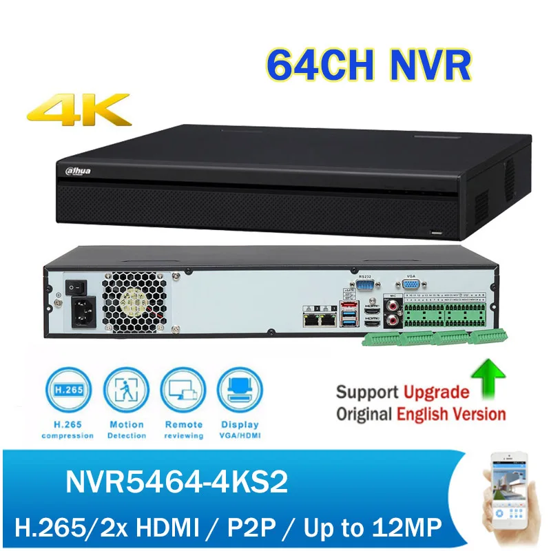 Английский прошивки NVR5464 4KS2 16 каналов 1.5U H.265 4 К Pro сети видео Регистраторы до 12MP IP