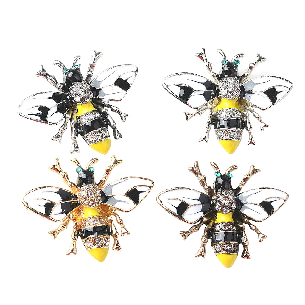 4x пчелиная форма сплав кристалл эмаль ремесло пуговицы ювелирное изделие