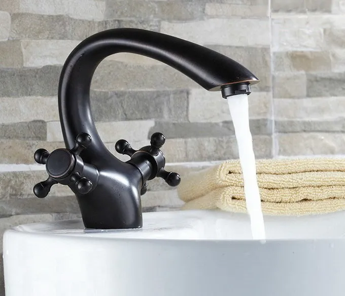 Black Oil Rubbed Antique Brass Cross Handle Single Hole Bathroom Vessel Sink Basin Faucet Mixer Water Taps anf071 | Обустройство дома