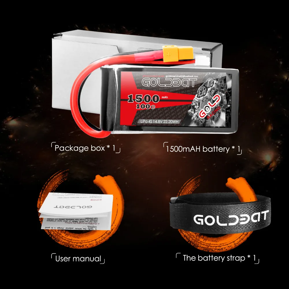 2 шт. GOLDBAT 1500 мАч 4S батарея lipo для Дронов 14,8 в Lipo батарея 4S для fpv 100C lipo с XT60 разъем для самолета FPV Racing