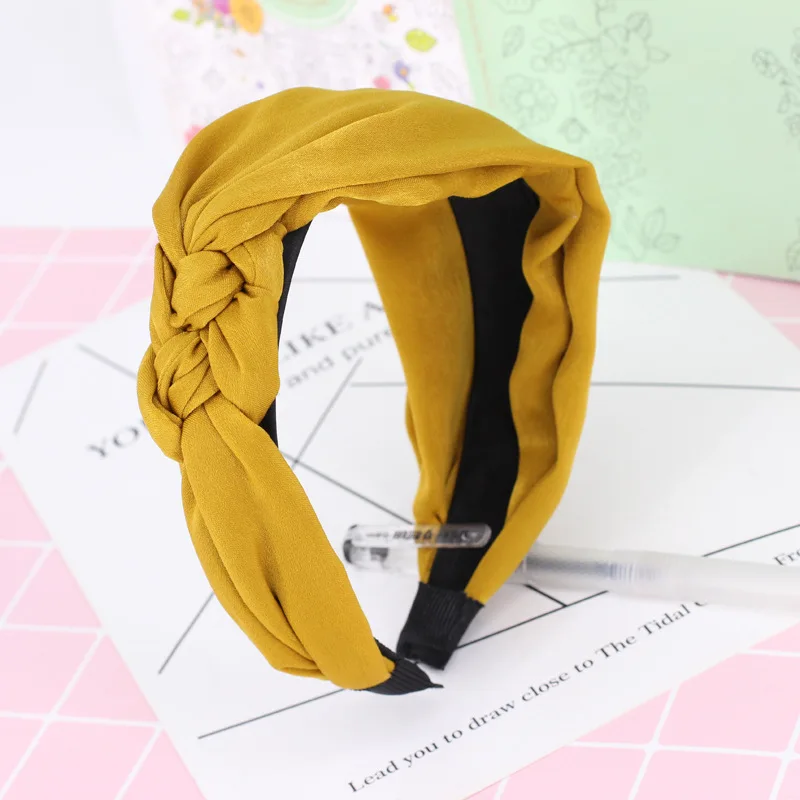 

1pcs Braided Hairbands Fashion Ribbon Knotted Headwrap For Women Girls Turban Elastic Headband Hair Accessories 13 Colors
