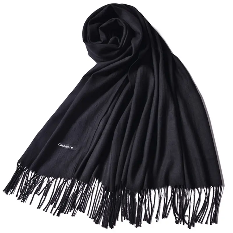 Новинка 100% модные женские однотонные шарфы с кисточками однотонный зимний