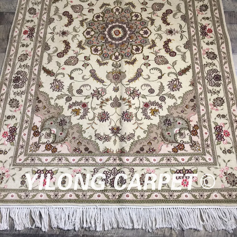 Yilong 4 'x 6' зеленый традиционный шерстяной шелковый ковер тонкий мягкий