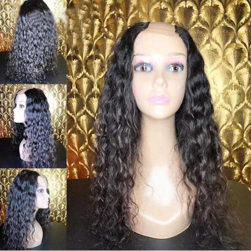Simbeauty кудрявые человеческие волосы U часть парик бразильские волосы remy натуральный черный 1*4 дюйма Openning средняя часть, левая часть, правая часть парик