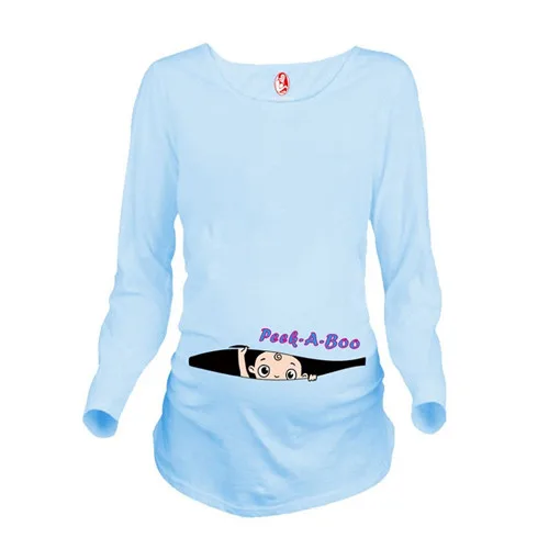 light blue GSCH забавная Футболка для беременных Одежда для беременных футболки с длинными рукавами для беременных футболки для беременных Большие размеры Верхняя одежда bxxr - Цвет: light blue