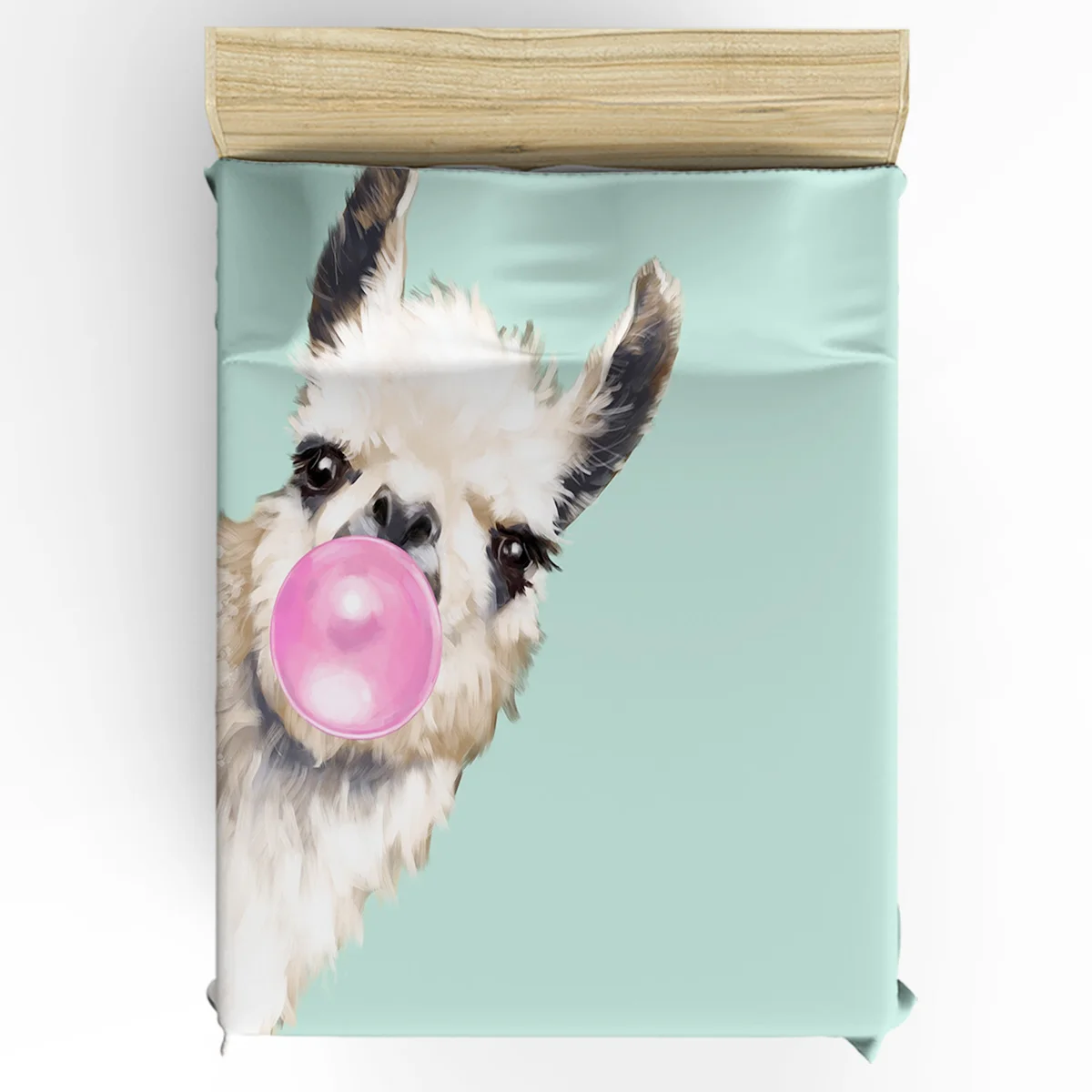 Bubble Gum Sneaky Llama в зеленом пододеяльнике 3D хлопок король постельные принадлежности набор покрытий одеяло набор постельных принадлежностей для односпальной кровати