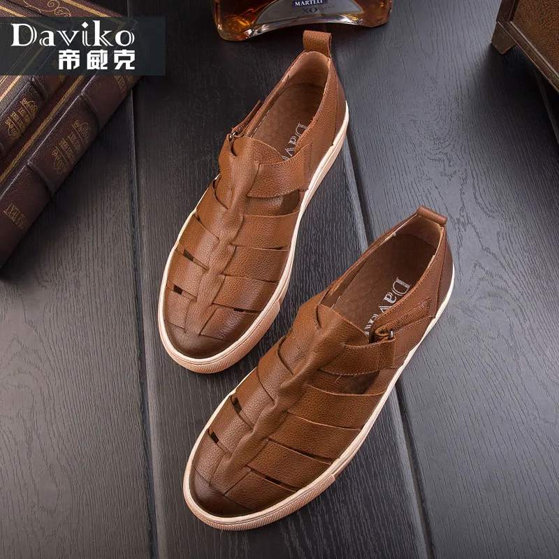 Daviko скейтбординга мужской обуви старинные натуральная кожа вырез повседневная