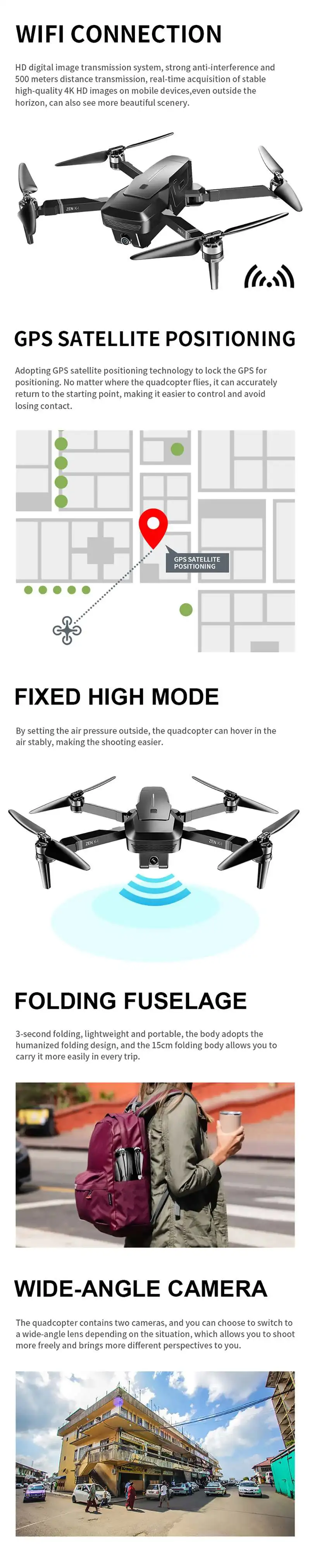 VISUO ZEN K1 5G wifi FPV gps с 4K 720P HD двойной камерой 90 градусов широкоугольный бесщеточный складной Радиоуправляемый Дрон Квадрокоптер