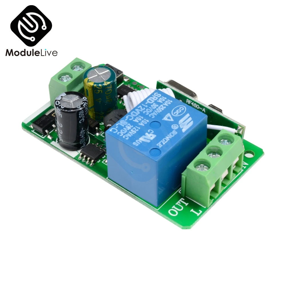 315MHZ 433MHz DC 12V 220V 10A 1CH 1 Way Ch Channel Wireless RF Remote Control Board Transmitter Receiver Relay Switch Module - купить по