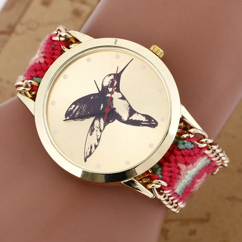 Новые стильные тканые наручные часы модные бестселлер Woodpecker кварцевый механизм