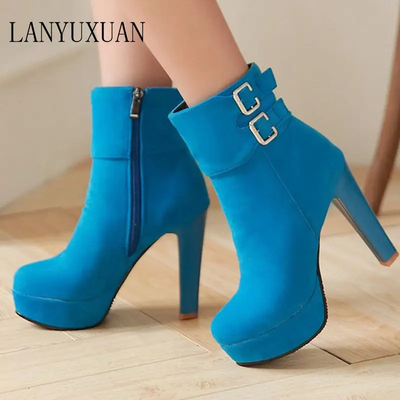 Женские ботинки с пряжкой и круглым носком большие размеры до 2150|fashion winter boots|winter