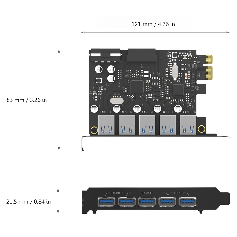 Настольная карта ORICO для ноутбука с 5 портами USB 3 0 PCI Express поддержка портов Windows 10 / 8