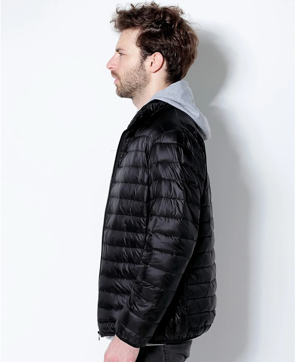 Зима 2017 мужские куртки на утином пуху Uwback приталенные сверхлегкие повседневные с