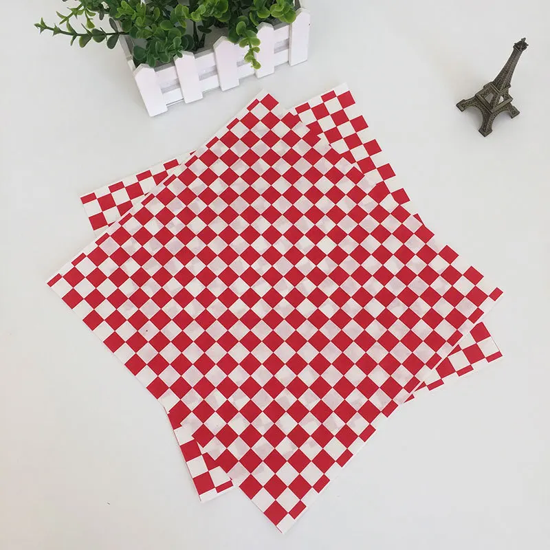 

12''x 12" Red and White Checkered Food Grade Wax Coated Paper Red Check Dry Wax Paper Deli Wrap and Basket Liner (5000 sheets)