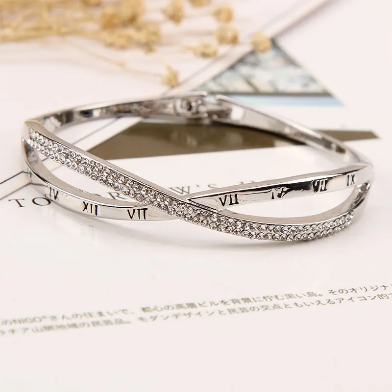 Forever Love Jewelry Cross crystal design Rose Gold Stainless Steel Bracelets &amp Bangles Woman's Heart Bracelet For Women | Украшения