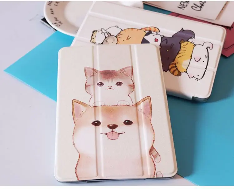 Милый мультяшный чехол Kawaii Akita с Умной подставкой, для iPad Mini 1 2 3 4, чехол для нового iPad Air 1 2