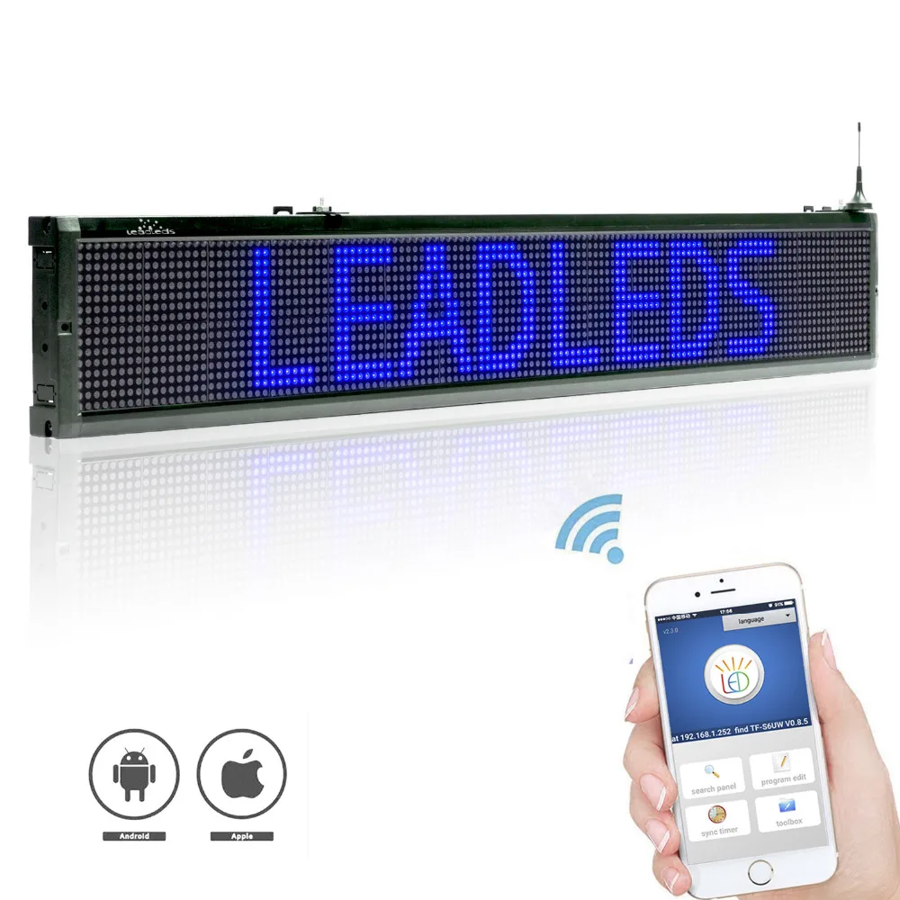 

40X9 inch Blue ios Wifi LED sign wireless and usb programmable rolling information 16x 128 dots indoor led display