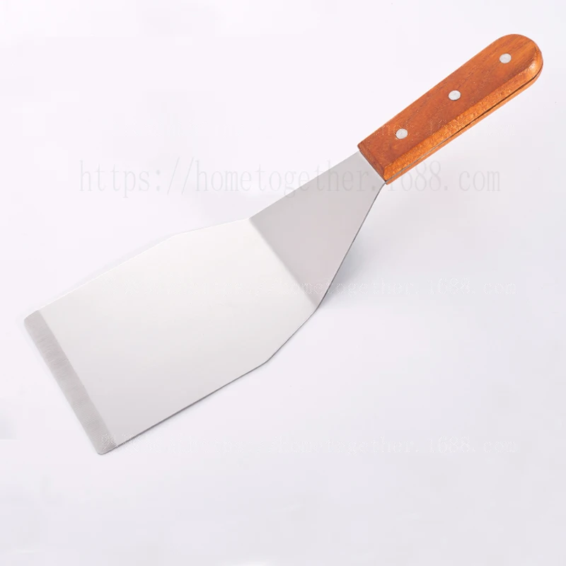

Steak and Hamburger Turner Burger Heavy Duty Polished Stainless Steel Grill Spatula Scraper With Wood Handle