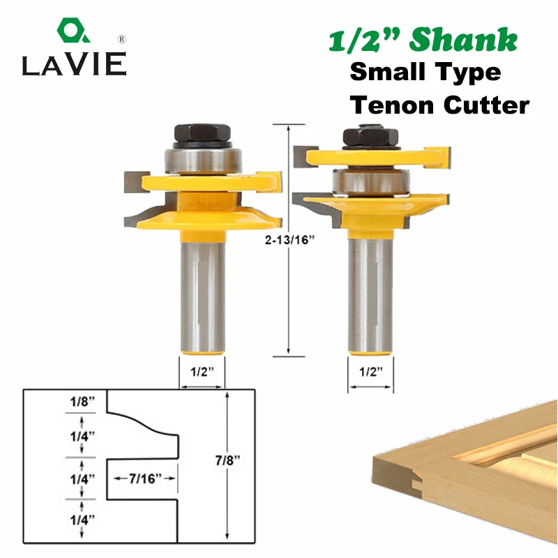 Лавие 2 шт. 12 мм 1/2 хвостовик Дверная панель шкаф Tenon набор фрез Фрезерный резак для