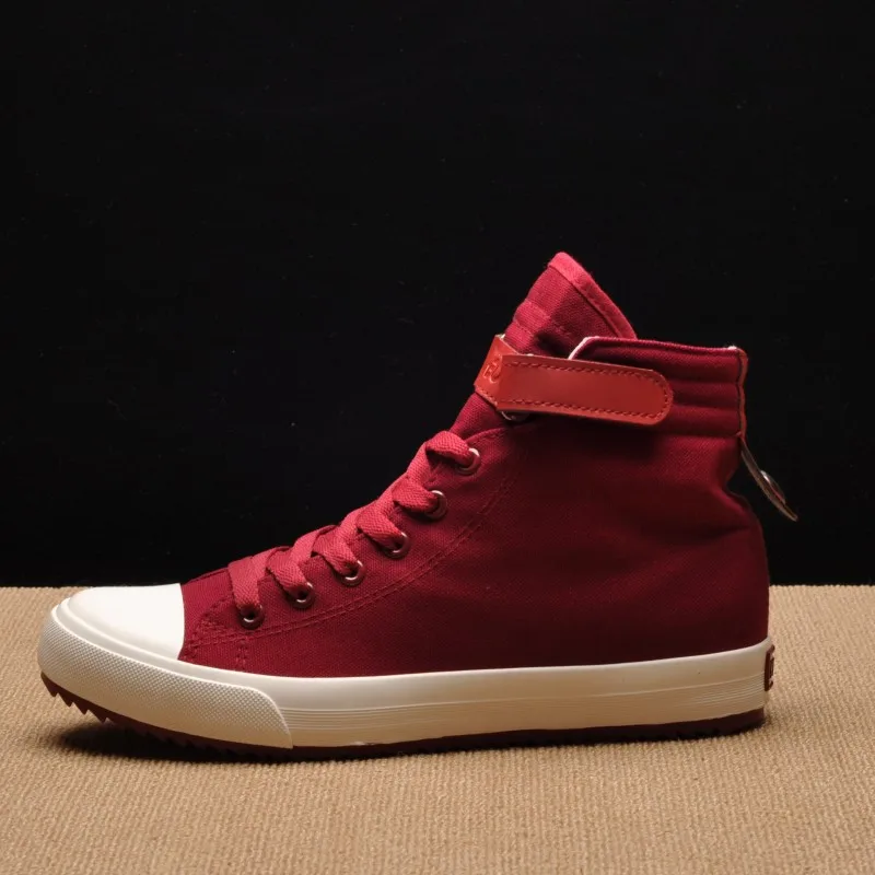 Fashion New Men Light Breathable Canvas Casual All Black white Red High top Solid Color Sneakers Shoes flats yui78 |