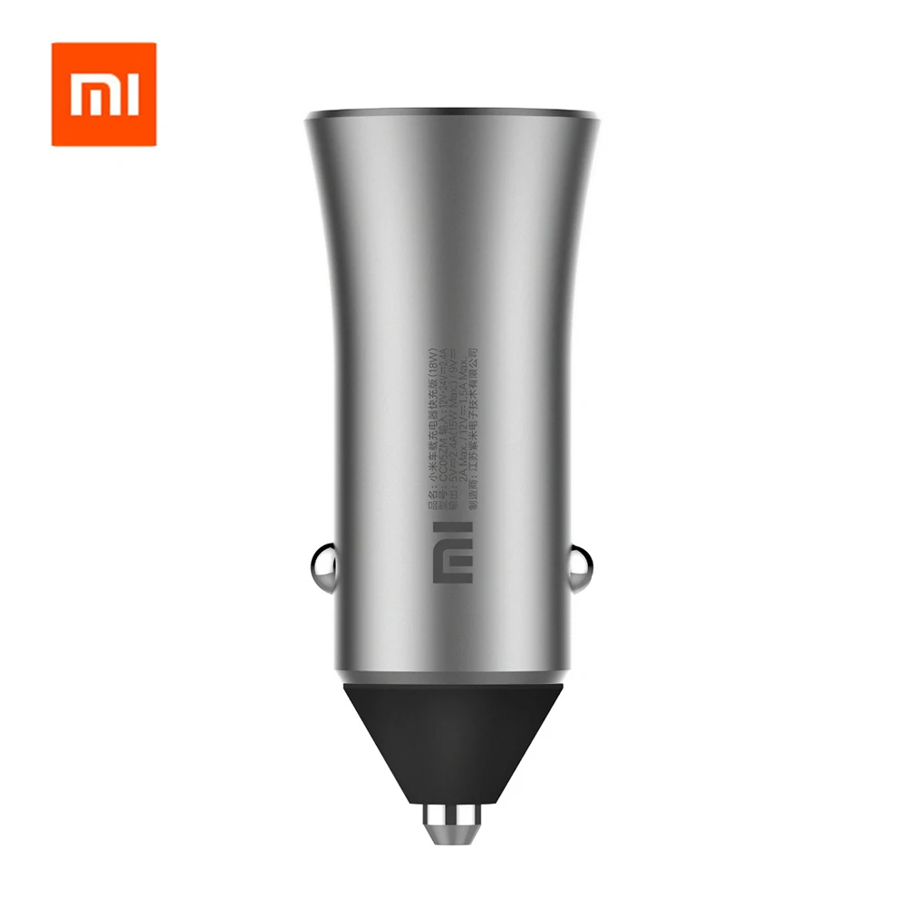 Оригинальное Xiaomi Mi автомобильное зарядное устройство 18 Вт Быстрая зарядка металлический корпус двойной USB подсветка для iPhone samsung huawei LG