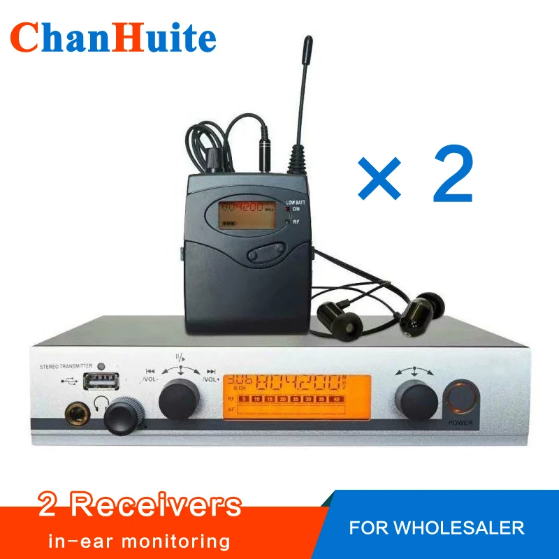 

2 Receivers+Transmitter Wireless in ear Monitor System Personal Ear Monitoring Wireless Listening Back to the System for Stage