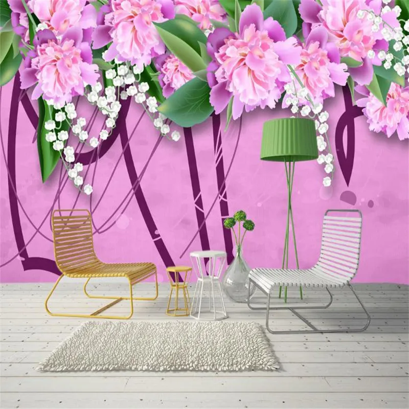 

custom 3 d stereo nordic modern desktop wallpaper pink background wall murals living room decor house wallpaper beautiful flower