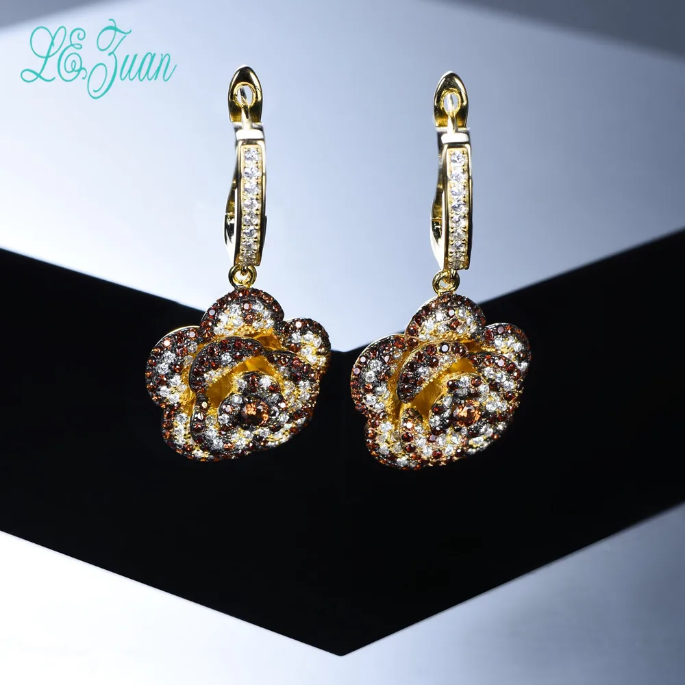 L & Цзуань 925 пробы серебряные серьги цветок красивая барокко Стиль Разноцветные