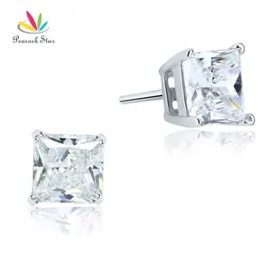 Павлин Звезда 1 карат гвоздики Твердые 925 пробы серебряные серьги создан Диамант ювелирные изделия CFE8077