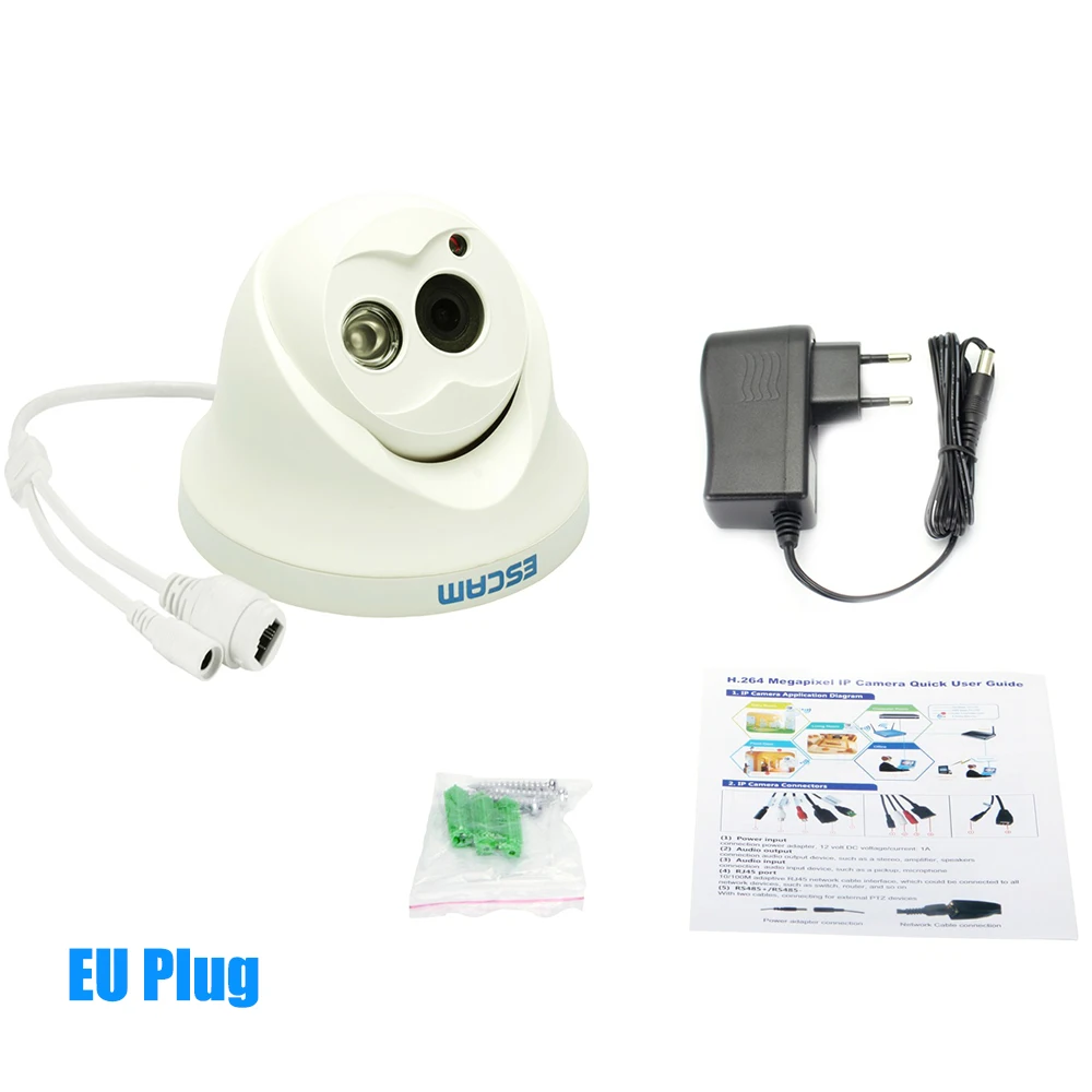 ESCAM QD100 ONVIF 720P инфракрасная купольная камера ночного видения P2P мини-камера
