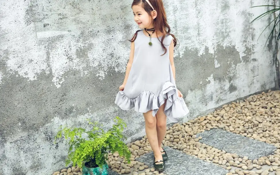 Новое Лето Твердые Оборками Для Девочек Принцессы дети Детские Симпатичные