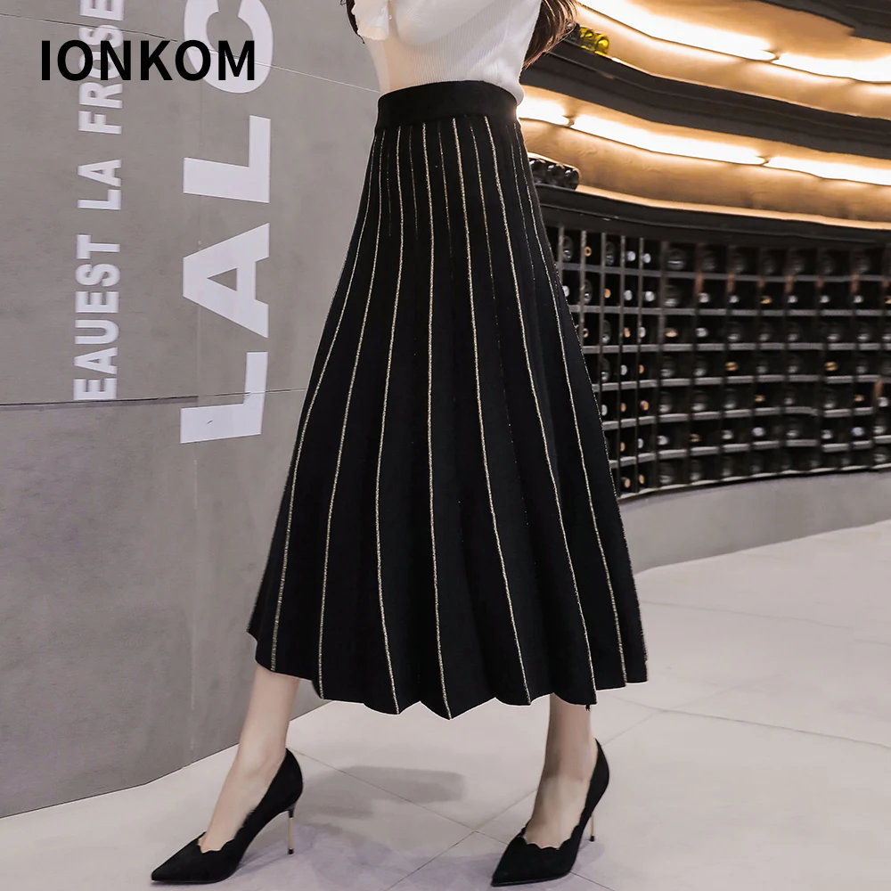 IONKOM элегантная Офисная Женская однотонная длинная юбка с высокой талией на осень