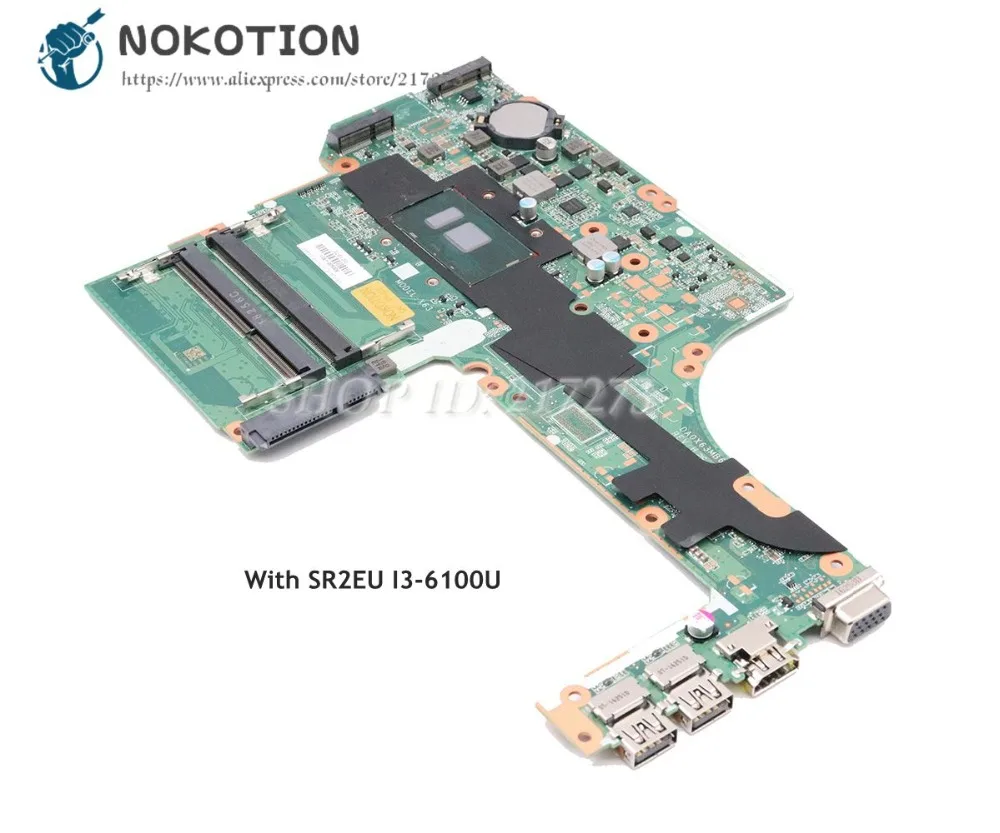 

NOKOTION For HP Probook 450 G3 470 G3 Laptop Motherboard 830930-601 830930-001 830930-501 DA0X63MB6H1 SR2EU I3-6100U CPU