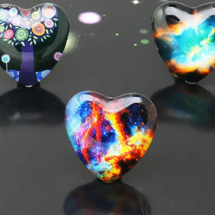 10pcs/lot 25mm Starry Sky Peach heart Handmade Photo Glass Cabochons&Glass Dome Cover Pendant Cameo Settings 2020 hot sale new fashion 5pcs lot 25mm handmade photo glass cabochons