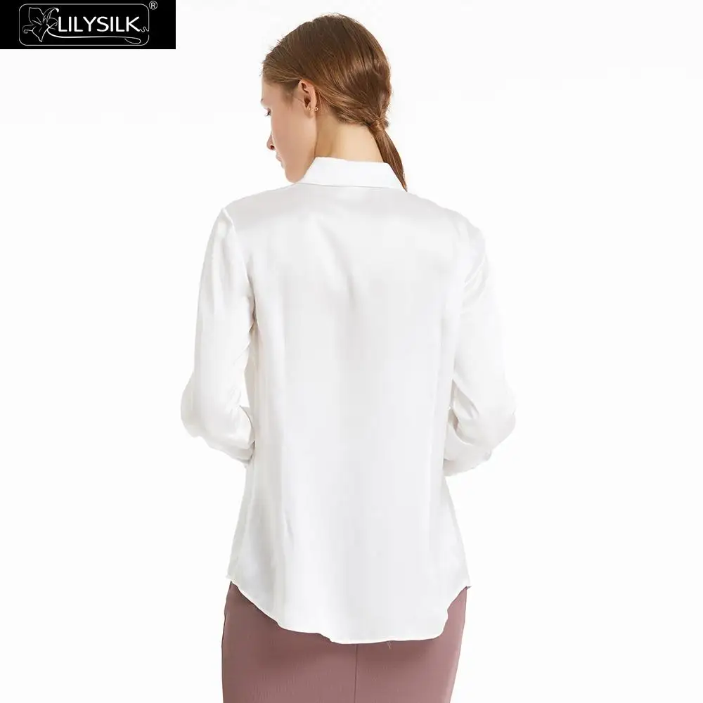 LilySilk женская рубашка, 18 мм, свободная посадка, воротник-стойка, шелк,, легкая, не мнется,, распродажа