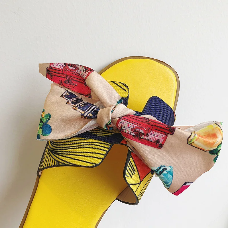 Женские сандалии с ремешками H летние уличные шлепанцы бантом Пляжная