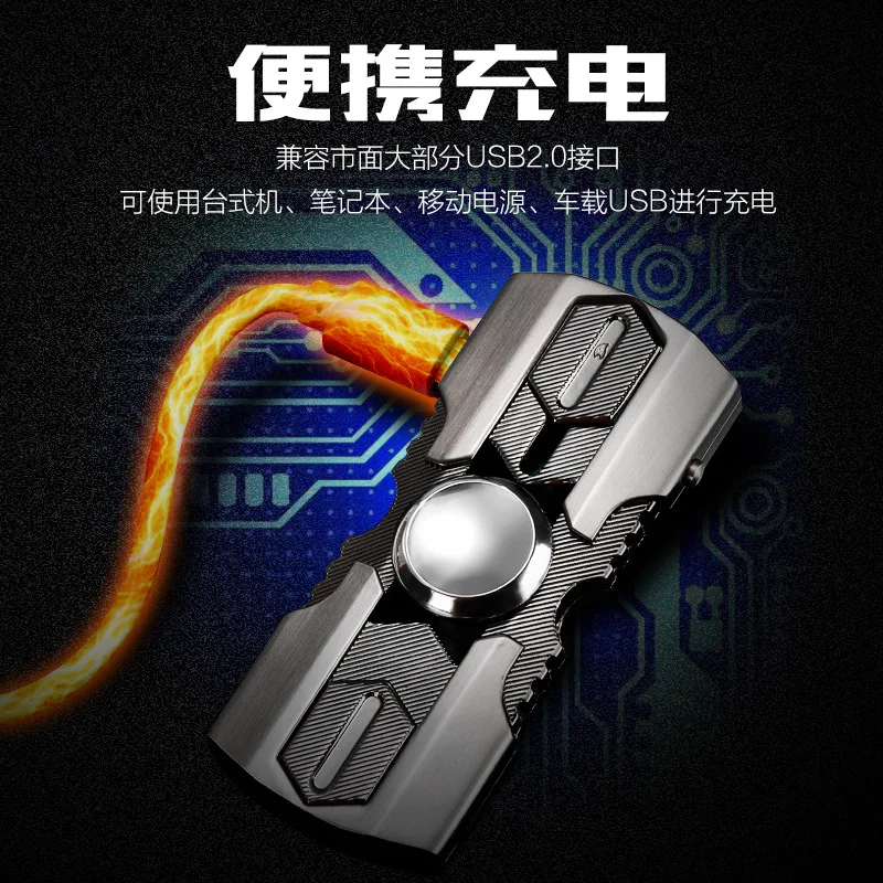 Hand Spinner Usb Electronic Cigarette Lighter Windproof Flameless Plasma Arc 7 Led Colors Fidget Toy Men Gifts | Дом и сад
