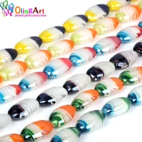olingart 6pcs lampwork glass beads oval multicolor flower pattern 1625mm diy bracelet choker necklace jewelry making 2019 new