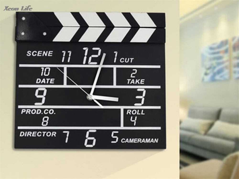 Креативные аналоговые настенные часы для кинотеатра современные декоративные