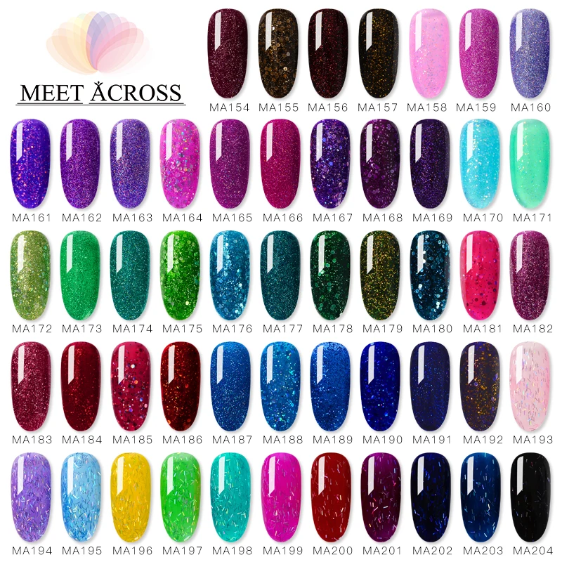 MEET ACROSS Гель лак для ногтей Светодиодный УФ гель удаляемый замачиванием Блестящий