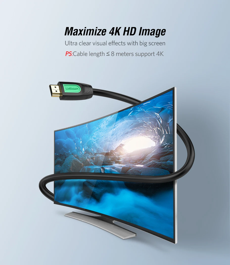 Ugreen HD101 hdmi HD кабель male-male позолоченный штекер ТВ-приставка компьютерная версия 1,4 v 3D 4K кабель для передачи данных
