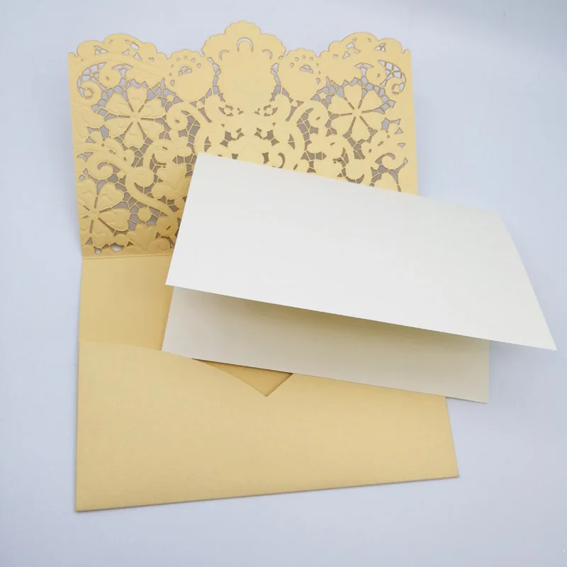 Лазерная вырезанная кружевная кристальная Свадебная пригласительная открытка