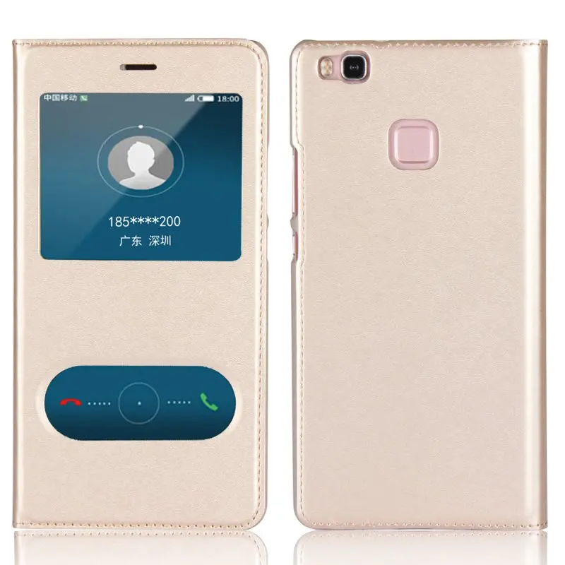 Чехол с окошком P9Lite для Huawei P9 Lite 2016 2017 кожаный чехол откидной крышкой мобильный