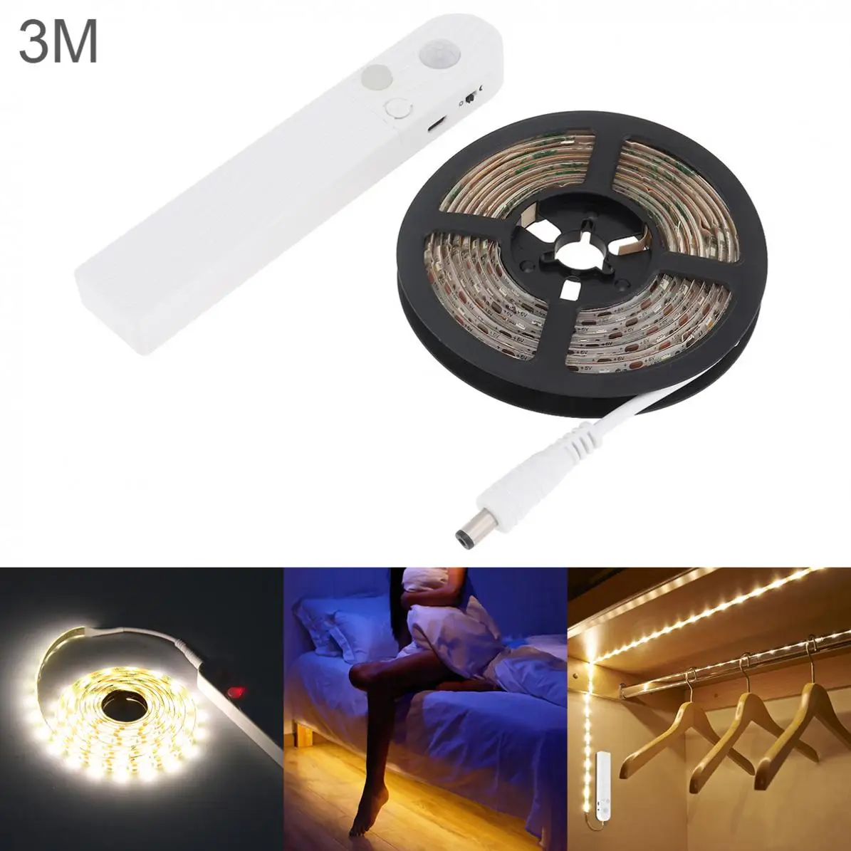 3M 2W 5V 120 LM LED Strip Light Human Infrared Induction Lamp with Waterproof Dripping Glue for Wardrobe/Drawer/Showcase/Cabinet | Лампы и