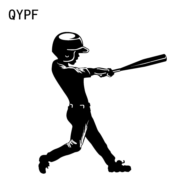 

QYPF 12.8*14.2CM Interesting Baseball Decor Car Sticker Silhouette Black/Silver High Quality Vinyl C16-0663
