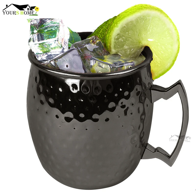 12 Pieces Moscow Mule Drinking Mug Glass Hammered Gunmetal Black Bar Mug Drinking Cup Moscow Mugs