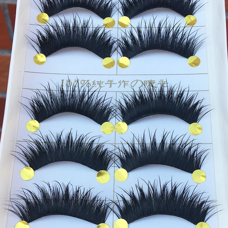 5 пар хлопковых стеблей натуральные длинные накладные ресницы грязные мягкие