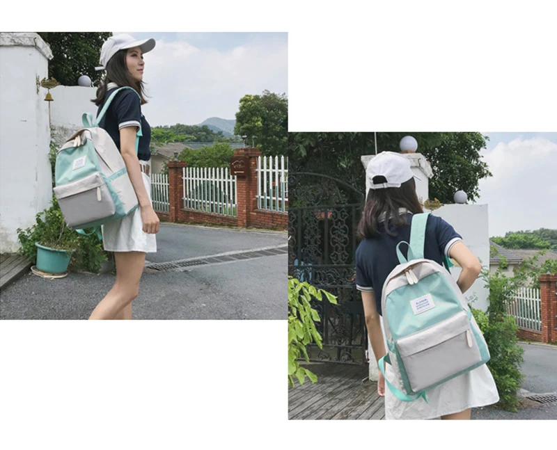 Повседневное Девушка пэчворк Рюкзак Школьный для подростков Холст back pack женщины школьные сумки Лоскутная Контрастность Цвет женский рюкзак школьный для девочки рюкзак подростковый