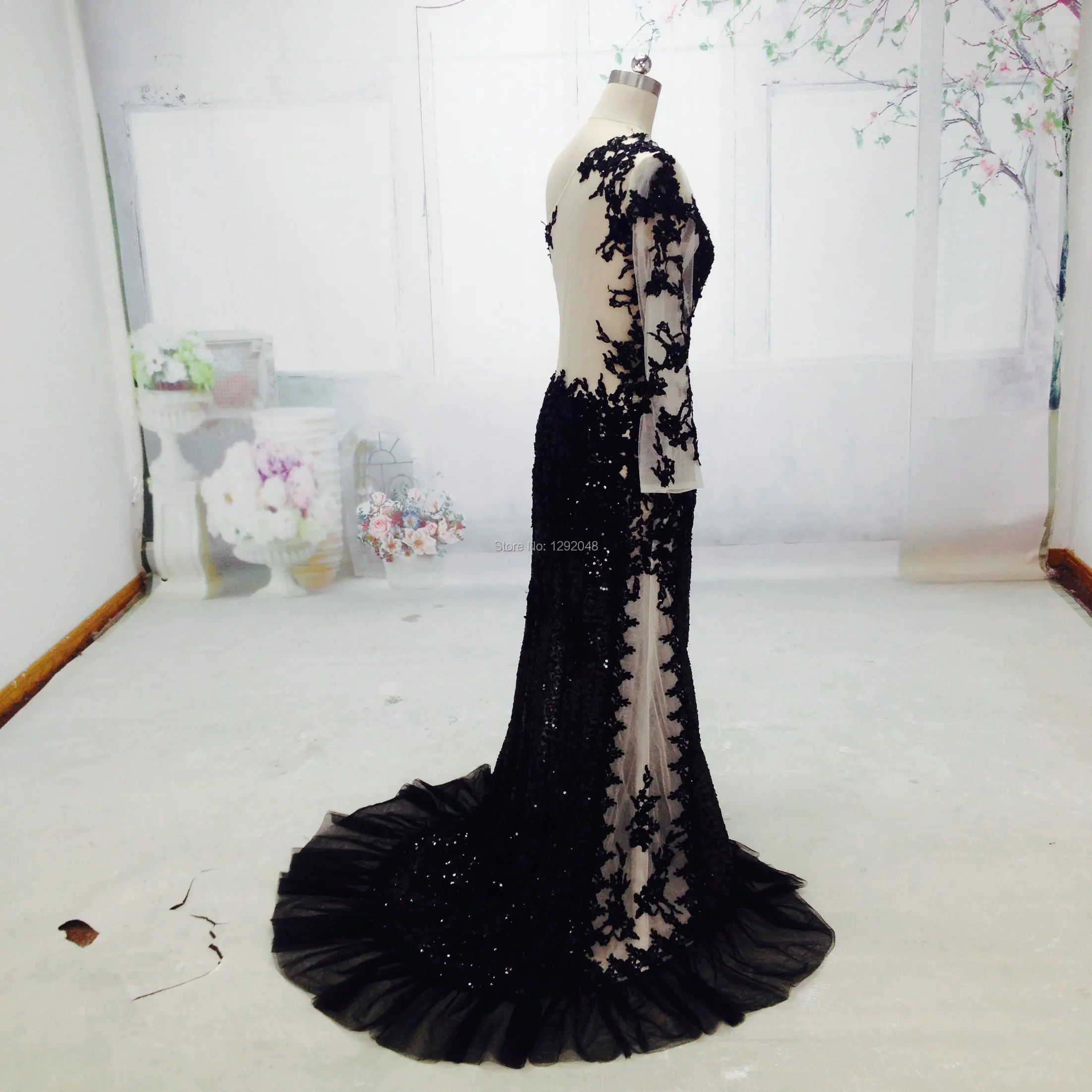 YNQNFS Real YRE4 Vestido Fiesta сексуальное прозрачное платье на одно плечо с длинным рукавом