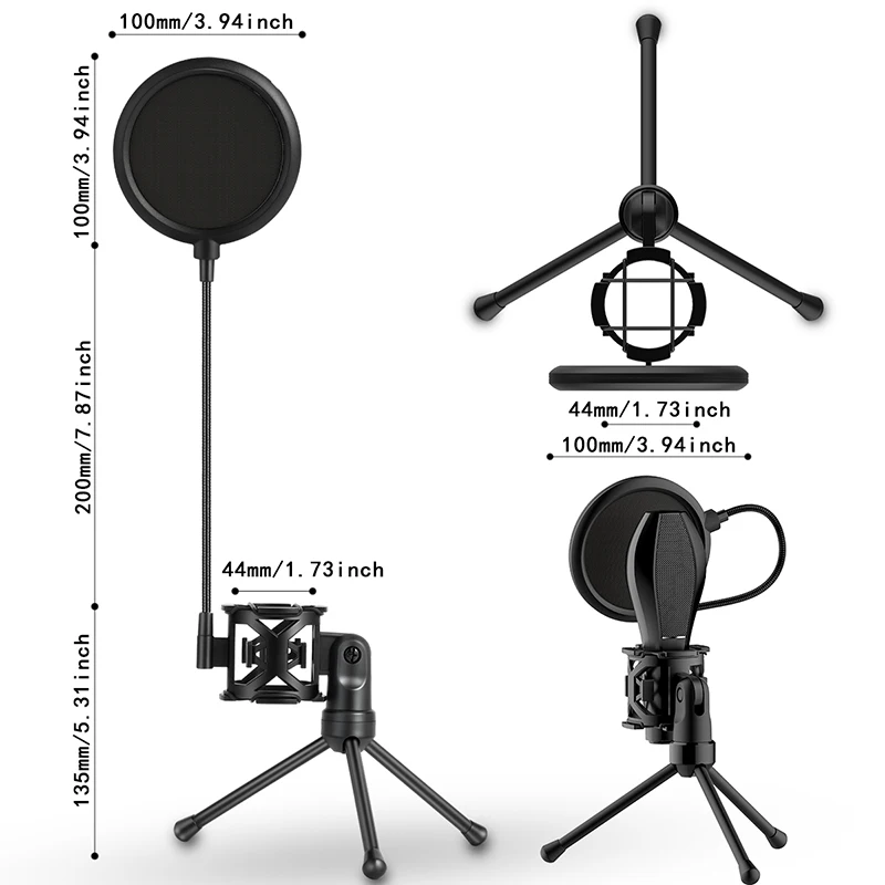Съемная портативная настольная подставка для микрофона с амортизирующим